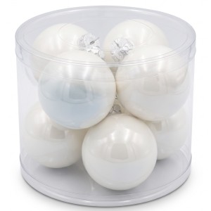 Bombki szklane białe 8cm- 8 sztuk w pudełku