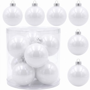 Bombki szklane białe 8cm- 8 sztuk w pudełku
