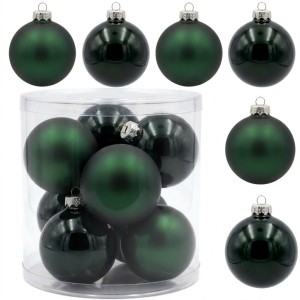 Bombki szklane zielone butelkowa zieleń  8cm- 8 sztuk w pudełku
