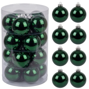 Bombki choinkowe szklane zielone butelkowa zieleń 5,7cm- 20 sztuk w pudełku
