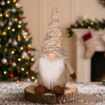 Skrzat zimowy krasnal naturalny czapka guziczki 30 cm chłopiec