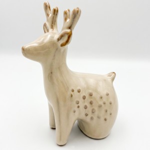 Jeleń Ceramiczny Kremowy 10x6,5x15cm Figurka Dekoracyjna