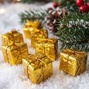 Prezenciki złote zestaw 12szt Ozdoba Świąteczna 2.5cm