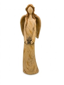 Kobieta-anioł trzymająca gwiazdkę, odcienie beżu (poliresing)15*11*49,5 cm