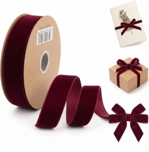 Wstążka welurowa 2,5 cm x 10 y – kolor bordowy