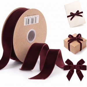 Wstążka welurowa 2,5 cm x 10 y – kolor winna czerwień