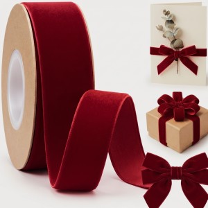 Wstążka welurowa 3,8 cm x 10 y – kolor jasne bordo