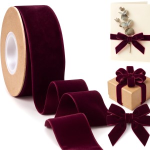 Wstążka welurowa 3,8 cm x 10 y – kolor winna czerwień