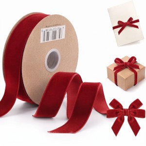 Wstążka welurowa 2,5 cm x 10 y – kolor czerwony