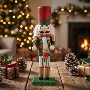 Dziadek do orzechów w klasycznych odcieniach świątecznej zielony 16cm