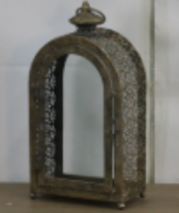 Latarnia metalowa dekoracyjna postarzana z przeszkleniem 24,5 x 13,5 x 46,5 cm
