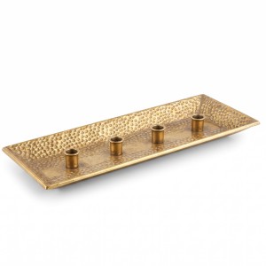 Świecznik metalowy dekoracyjny podłużny na 4 świece złoty 49,5 x 19,5 x 4,5 cm